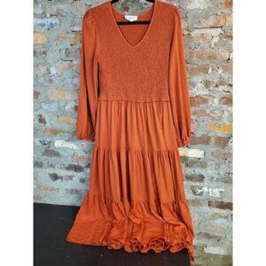 Veveret Orange Dress Womens Sz M Long Sleeves D